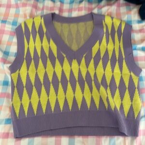 Green and purple sweater vest
